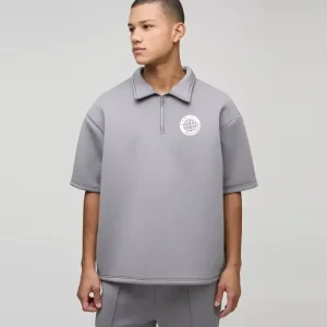 Oversized Short Sleeve Bonded Scuba Polo