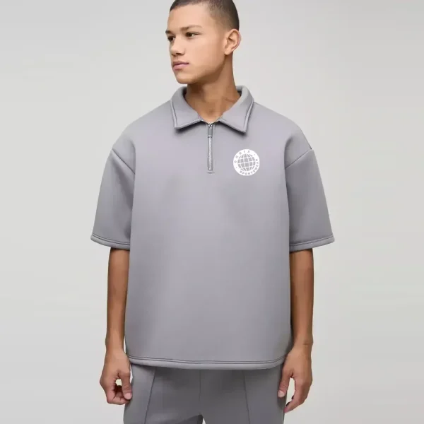 Oversized Short Sleeve Bonded Scuba Polo