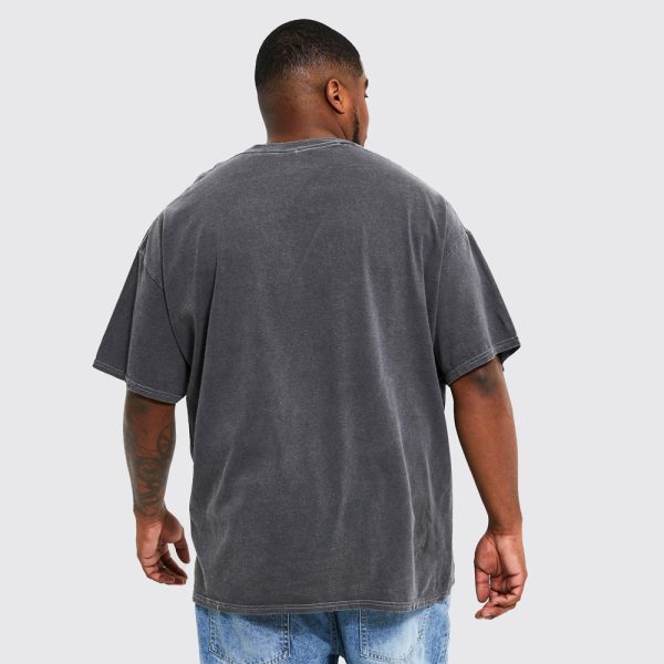 Plus Regular Fit Acid Wash Star Wars T-shirt - Image 2