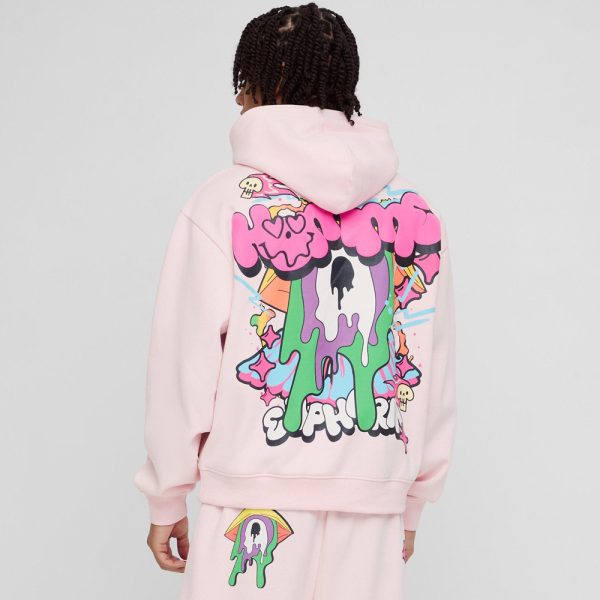Oversized Boxy Doodle Graphic Puff Print Hoodie - Image 2