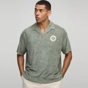 Oversized Textured Revere Polo