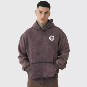 Tall Oversized Boxy Acid Wash Hoodie
