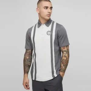 Slim Panelled Zip Neck Interlock Polo